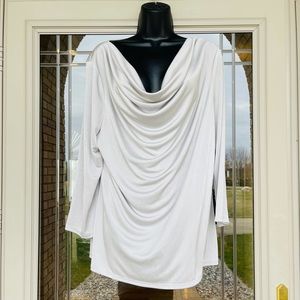 White house black market silver drape neck top